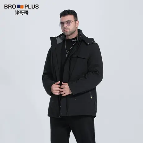 胖哥哥冬季新款加厚棉衣外套男宽松加肥加大码保暖休闲男连帽棉服商品大图