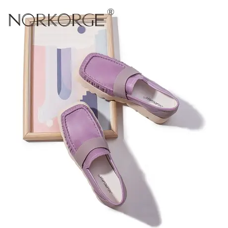 文艺花紫色乐福鞋单鞋女鞋商品大图