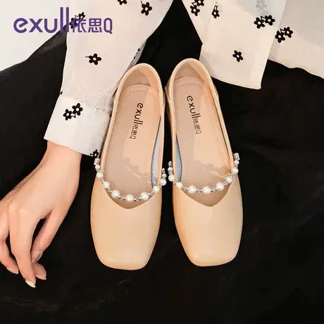 依思Q玛丽珍女鞋2024年春秋季新款公主风珍珠扣带百搭女粗跟单鞋商品大图