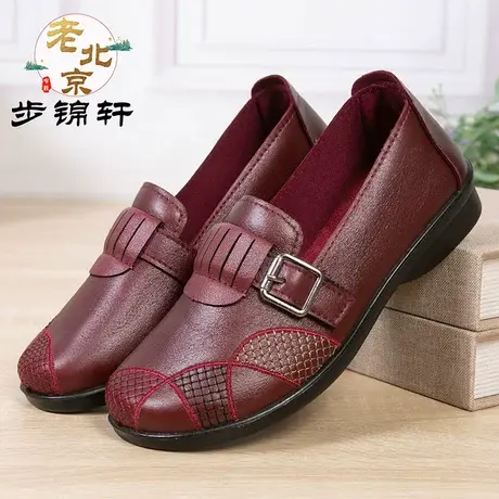 老北京布鞋春秋女鞋休闲防水中老年妈妈鞋平底软底防滑舒适奶奶鞋商品大图