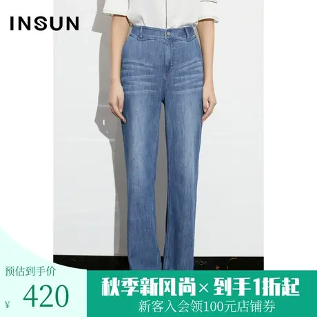 恩裳COVER2023年夏款新款天然亚麻亲肤微弹舒适廓形感喇叭牛仔裤图片