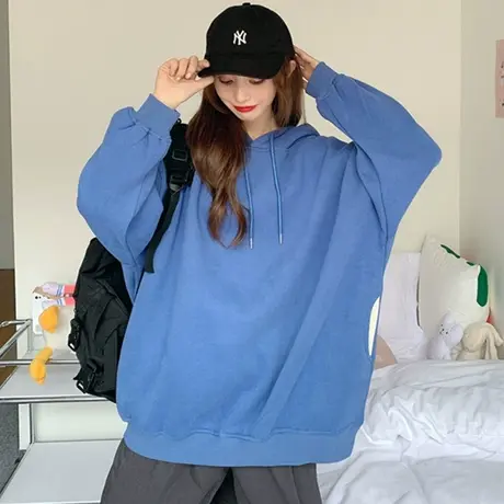 chic卫衣女2020秋冬宽松韩版潮ins慵懒风bf加绒加厚waitmore外套图片