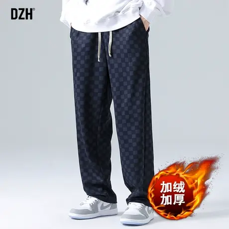 男士冬季加绒裤子男直筒宽松阔腿裤男裤秋冬款2024新款休闲裤长裤商品大图