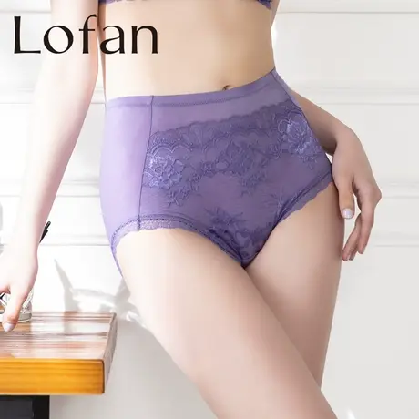 Lofan高腰收腹纯色蕾丝三角内裤包臀无痕舒适女内裤5155商品大图