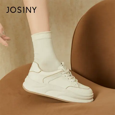 Josiny/卓诗尼小白鞋女2024年新款春季舒适厚底增高舒适学生板鞋商品大图