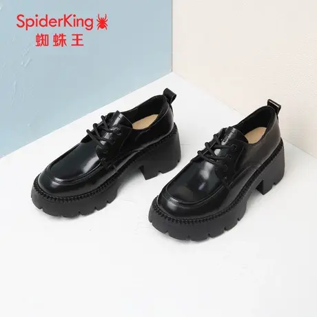 SPIDER KING/蜘蛛王乐福鞋女漆皮2023秋商场新款系带增高洛丽塔潮图片