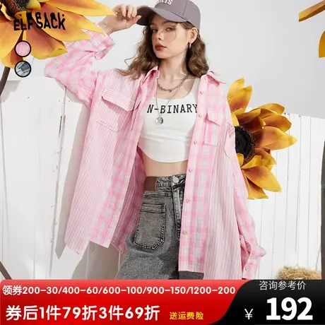妖精的口袋粉色防晒衬衫女2023夏季新款多巴胺宽松复古长袖上衣潮图片