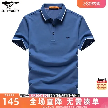 七匹狼短袖T恤男士2023夏季新款冰感宽松翻领中年POLO衫潮流男装商品大图