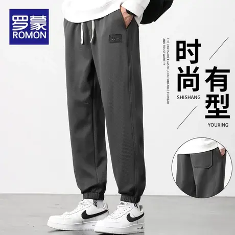 罗蒙运动裤男冬季2023新款束脚卫裤男士休闲保暖裤子大码秋冬加厚商品大图