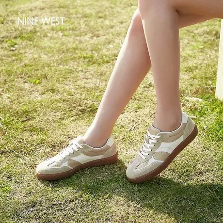 Nine West/玖熙德训鞋女2025夏季新款软底休闲运动鞋平底复古阿甘图片
