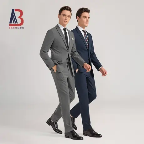 BAROMON/培罗蒙男士休闲西装商务职业工装正装礼服灰色西服套装图片