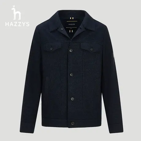 【商场同款】Hazzys哈吉斯冬季新品男士夹克外套时尚休闲羊毛上衣商品大图