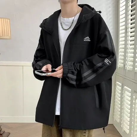 高中生外套男春秋休闲潮牌冲锋衣初中学生青少年2025早秋新款夹克图片