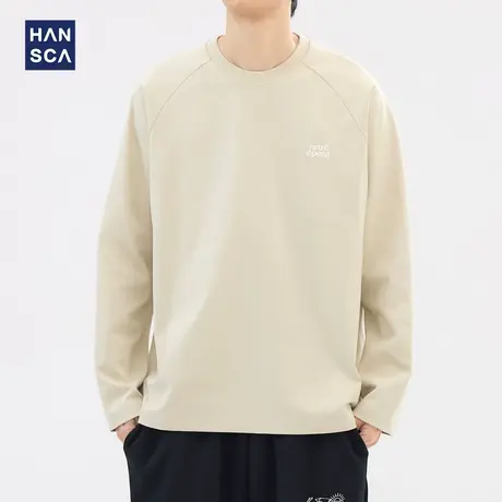 清仓特卖hansca 305g重磅长袖t恤男款春秋季潮流纯棉体恤刺绣卫衣商品大图