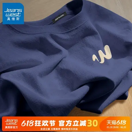 GV真维斯短袖t恤男士夏季2025新款高级感上衣藏青色纯棉半袖男款C图片