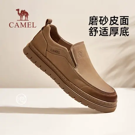 骆驼2025夏季新款复古休闲英伦舒适真皮厚底耐磨防滑软底皮鞋男士商品大图