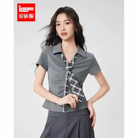 IEF/爱依服2025夏季新款通勤学院风气质美高设计感简约百搭女上衣商品大图