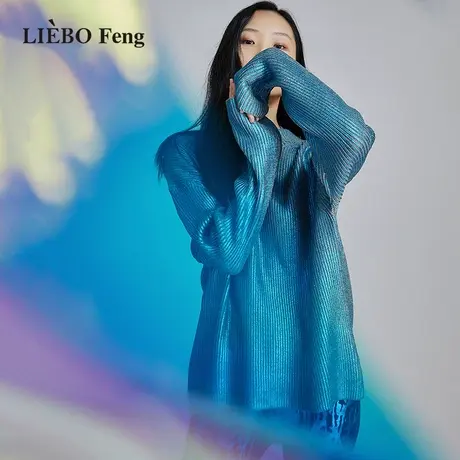 裂帛LIEBOFeng2023年新款商场同款慵懒风宽松漆光合体毛衣女图片