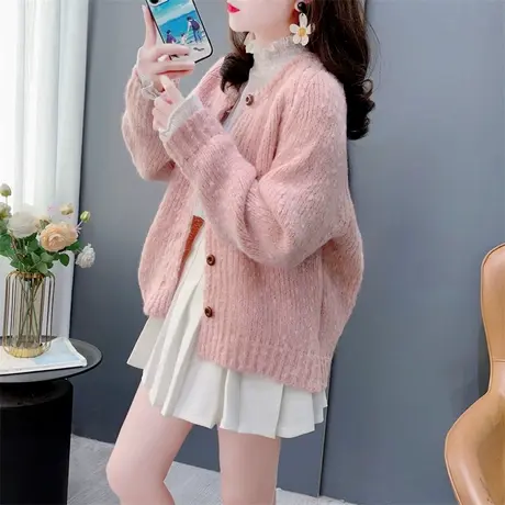 韩系软糯温柔风毛衣外套女早春2025年新款慵懒风加厚针织开衫上衣图片