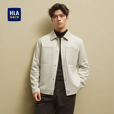 HLA/海澜之家老钱风休闲夹克2025秋季新款翻领挺括有型时尚外套男图片