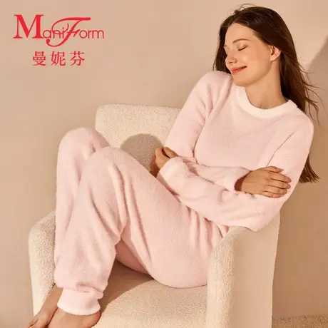 曼妮芬舒适家居服套装秋冬女士睡衣睡裤长袖长裤起居服休闲宽松商品大图