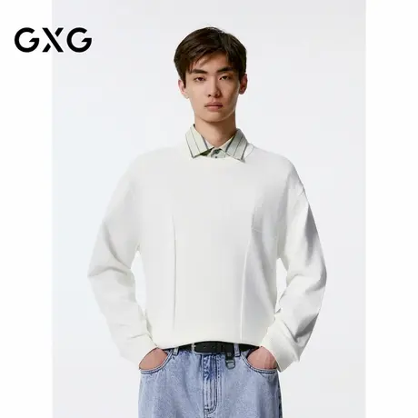 GXG男装 拼块设计针织衫男士宽松毛衣 24年秋G24X203008商品大图
