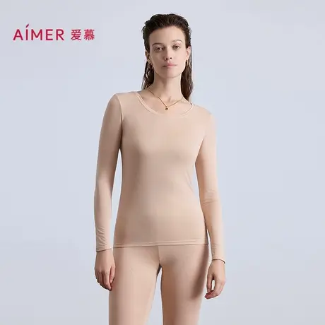爱慕25AW奶皮轻暖圆领上衣AM72B771图片