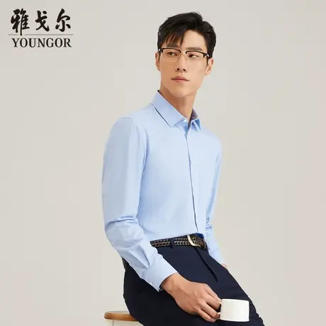 雅戈尔奥莱 男装火山岩新款抗静电保暖仿丝绸格纹长袖衬衫商品大图