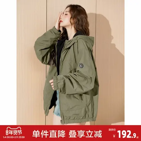 唐狮2026秋冬季新款女士短款外套连帽百搭宽松型通勤风（两面穿）图片