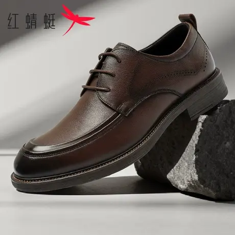 红蜻蜓男鞋2026春季新款真皮商务休闲舒适透气皮鞋软底软面德比鞋商品大图