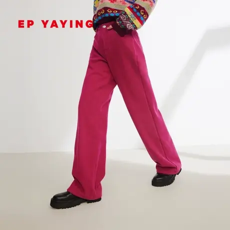 EP雅莹女装 宽松阔腿直筒加绒牛仔裤长裤 2023秋冬新款J612A图片