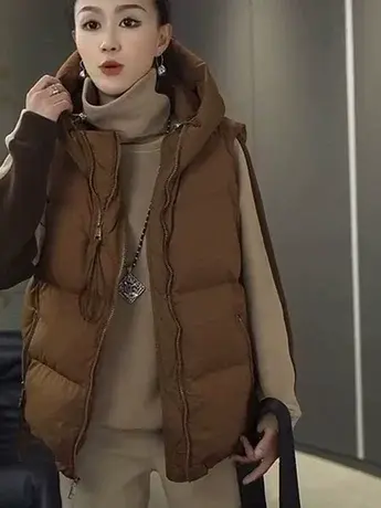 2023秋冬新款羽绒马甲女爆款白鸭绒韩版休闲设计感马夹羽绒服坎肩商品大图