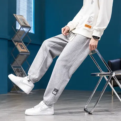 秋冬季青少年加绒加厚长裤子男孩初中高中学生休闲运动裤大童卫裤商品大图