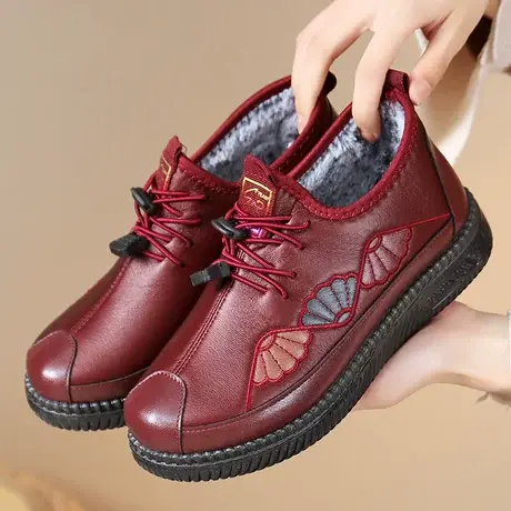 老北京棉鞋女款冬季加绒保暖中老年妈妈鞋防滑老人休闲奶奶棉靴女商品大图