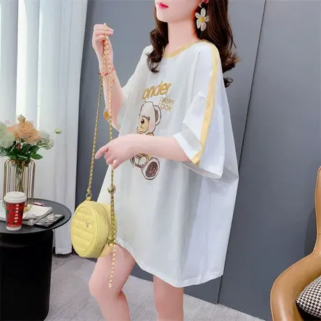 夏季减龄短袖t恤女2023年新款宽松慵懒风网红设计感圆领爆款上衣商品大图