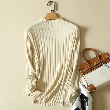 半高领打底衫女春装新款修身简约显瘦百搭针织衫内搭洋气立领毛衣商品大图