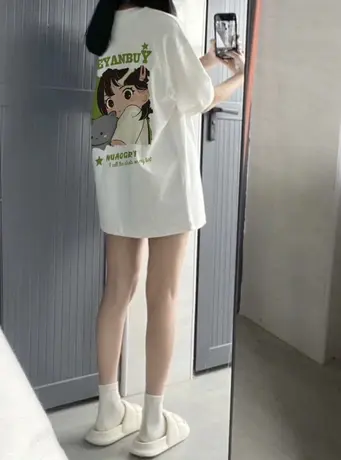 美式小众纯棉短袖T恤女夏季ins大码宽松百搭复古港味chic半袖上衣图片