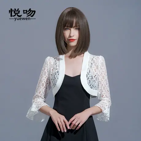 七分袖小坎肩女薄款短外套2024新款蕾丝小披肩夏百搭短款开衫外搭图片