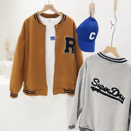 韩国东大门外套原宿风港味运动休闲春秋冬字母摇粒绒加绒上衣大码图片