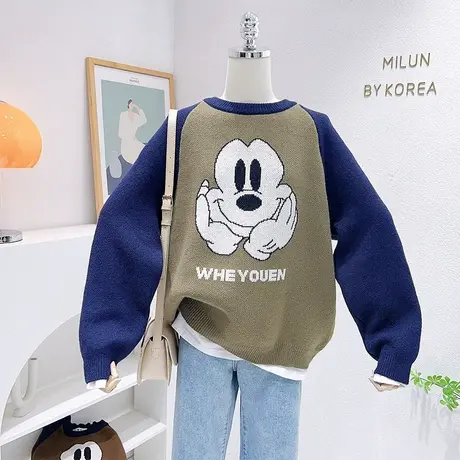 22秋冬软糯毛衣ins韩系休闲减龄卡通慵懒风保暖针织衫设计感大码图片