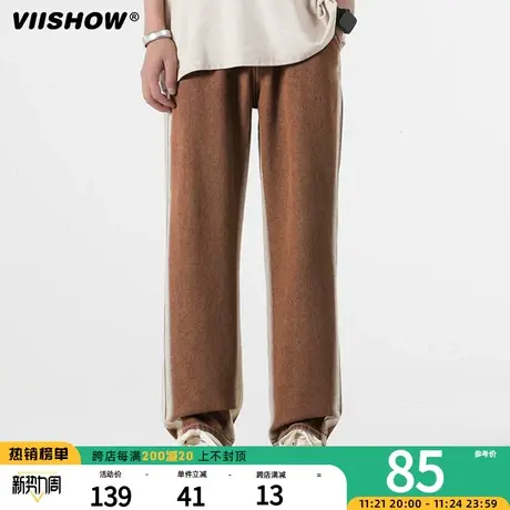 VIISHOW美式高街裤子男秋季宽松直筒阔腿裤ins潮牌垂感运动长裤图片