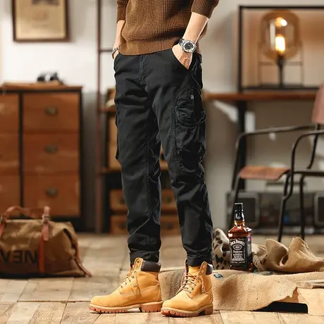 男士休闲裤工装裤男大码潮流裤子束脚工装裤春秋冬时尚裤子男款商品大图