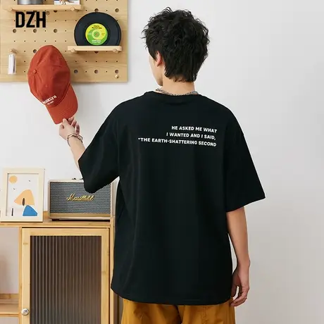 男士美式短袖t恤男潮牌宽松纯棉夏季男生半袖体恤衫2023新款打底商品大图