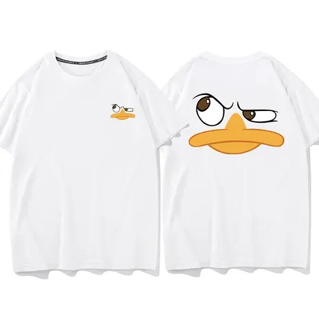 秀洛嘴硬的鸭鸭卡通印花宽松纯棉上衣bf潮牌联名男女原宿百搭T恤商品大图