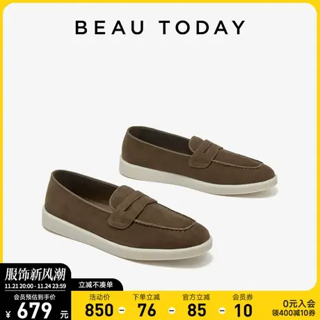 BeauToday平底单鞋女2024新款夏季BT透气乐福鞋女厚底女士休闲鞋商品大图