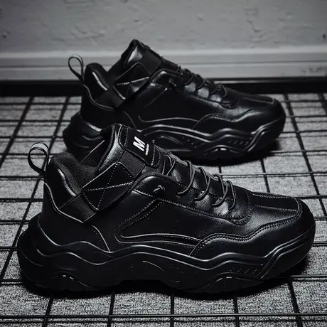 冬季防滑防水雨鞋男士劳保胶鞋厨房工作水鞋耐磨雨靴黑武士老爹鞋图片