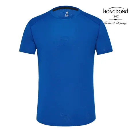 红邦创衣 2023藏蓝色新品菱形鸟眼弹力速干舒适短袖运动衫青年T恤图片