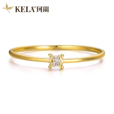 珂兰钻石 18k金钻石戒指女异形钻戒公主方钻时尚爪镶单钻戒指婚戒图片