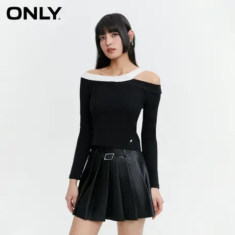 ONLY奥莱夏季简约休闲不对称修身长袖短款T恤女图片