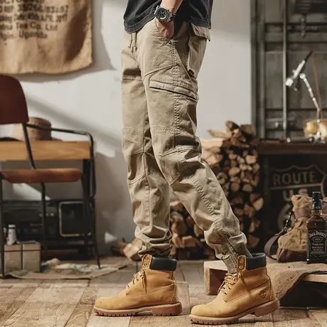 复古日系工装裤大码男士休闲裤宽松百搭多口袋休闲潮流男装时尚男商品大图
